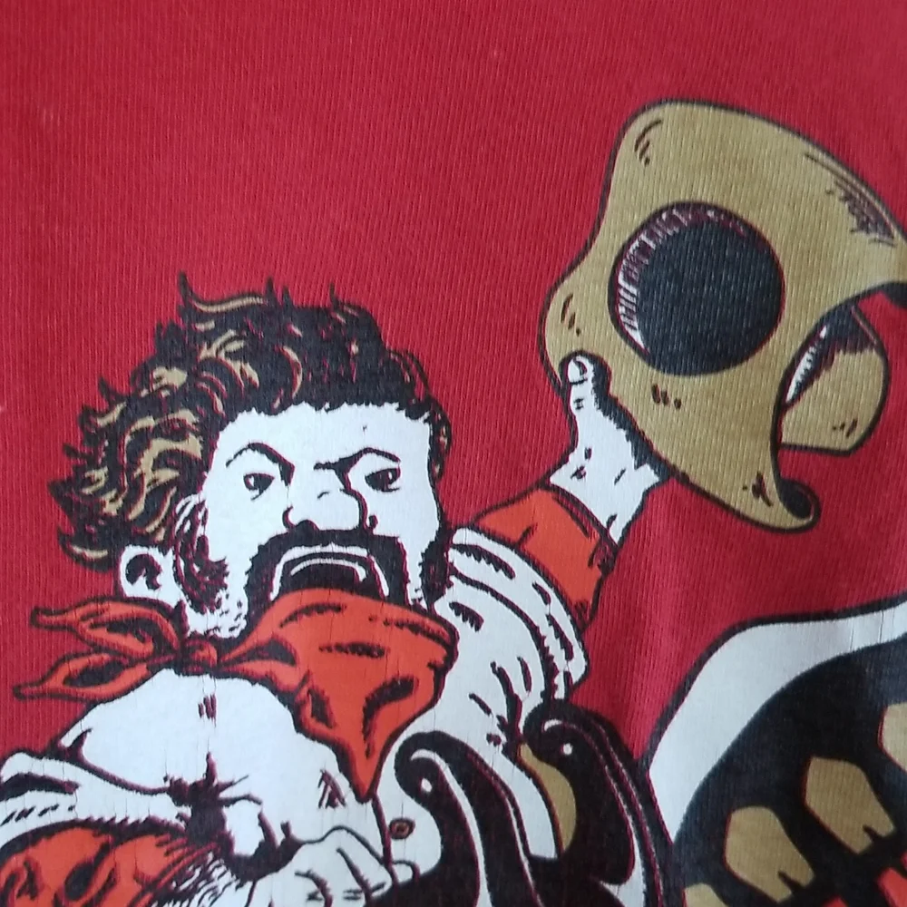 Turkish cotton Continental cowboy riding a tribal bird graphic Tee Ed & Flo M - Picture 8 of 9